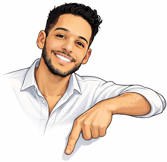 Javier Santos Moreno SEO de Sevilla apuntando con la mano hacia su enlace de substack